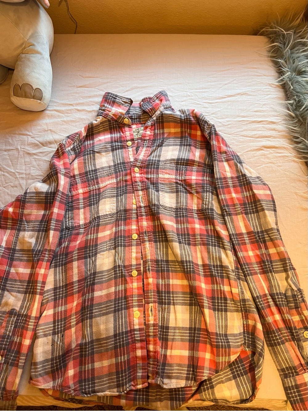J. Crew Red and Navy Plaid Button-Down Shirt